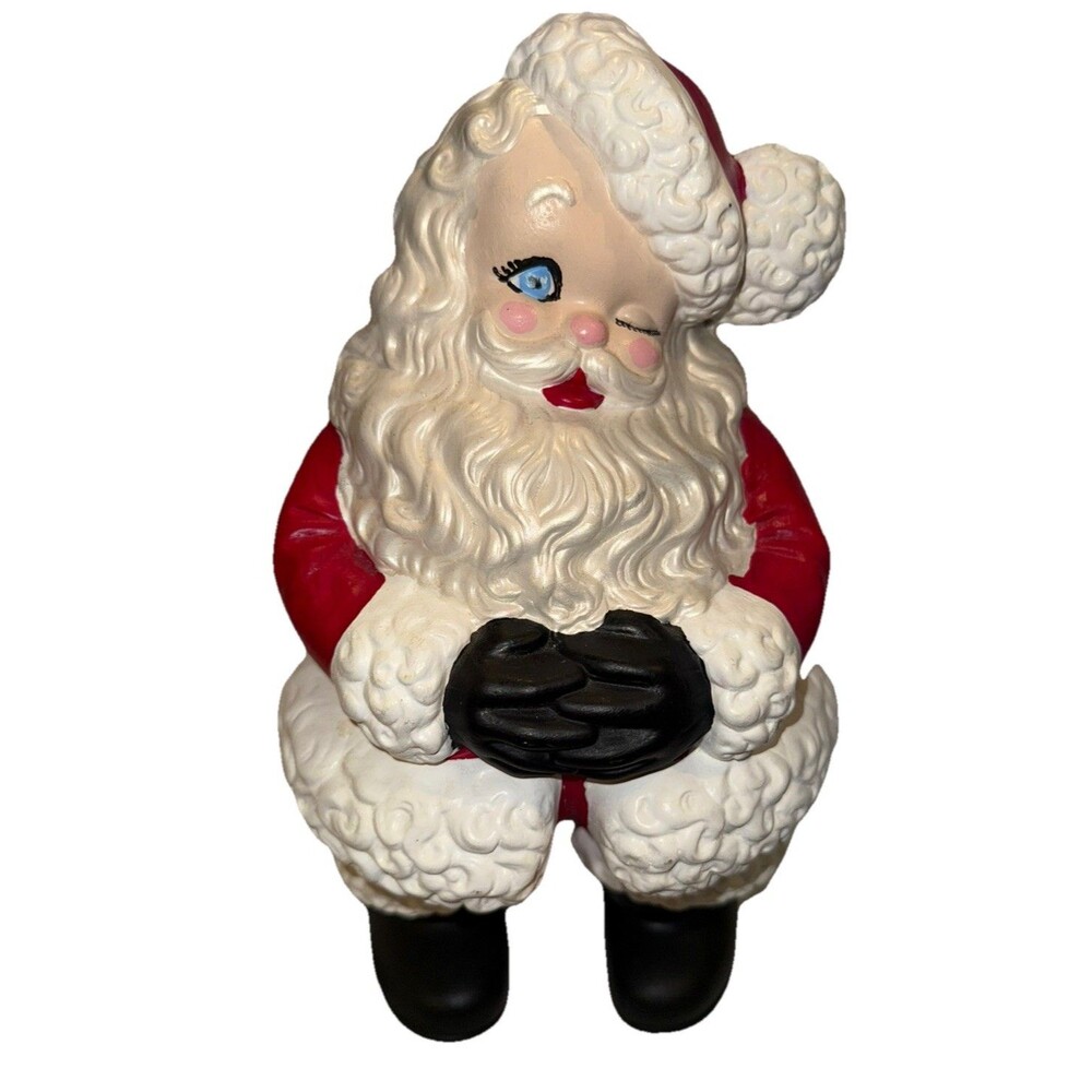 Vintage Retro Large Ceramic Winking Santa Atlantic Mold Christmas Figurine 14”